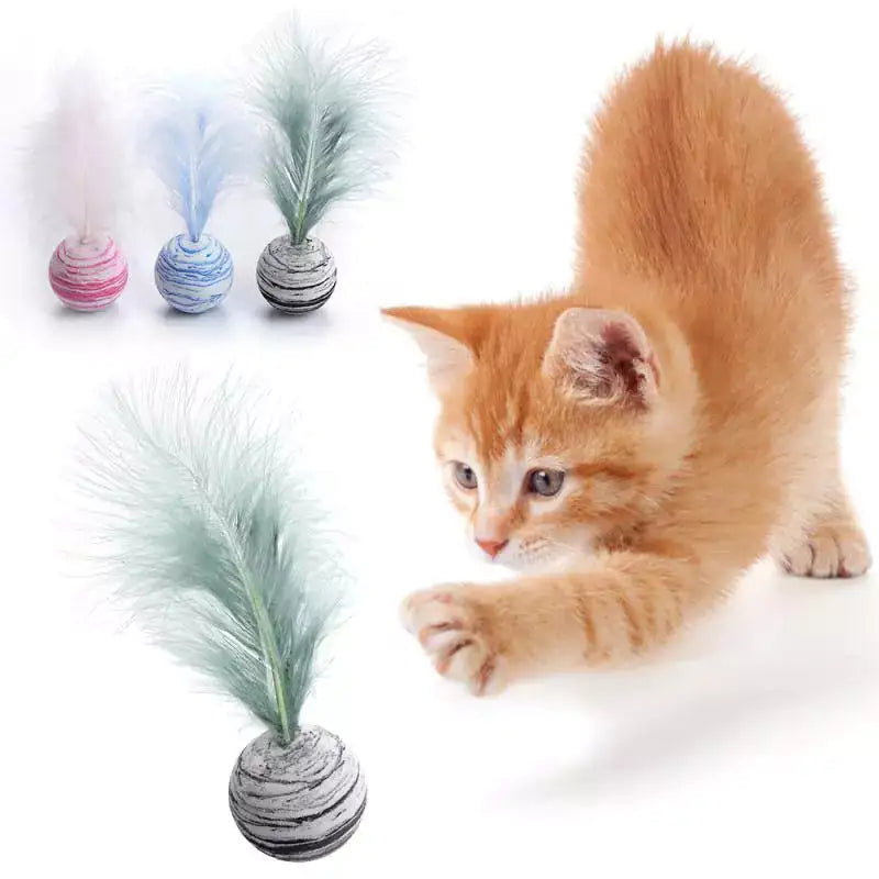 Jouet pour Chat Boule de Plumes Source Ultime de Joie --  Cat Toy Feather Ball