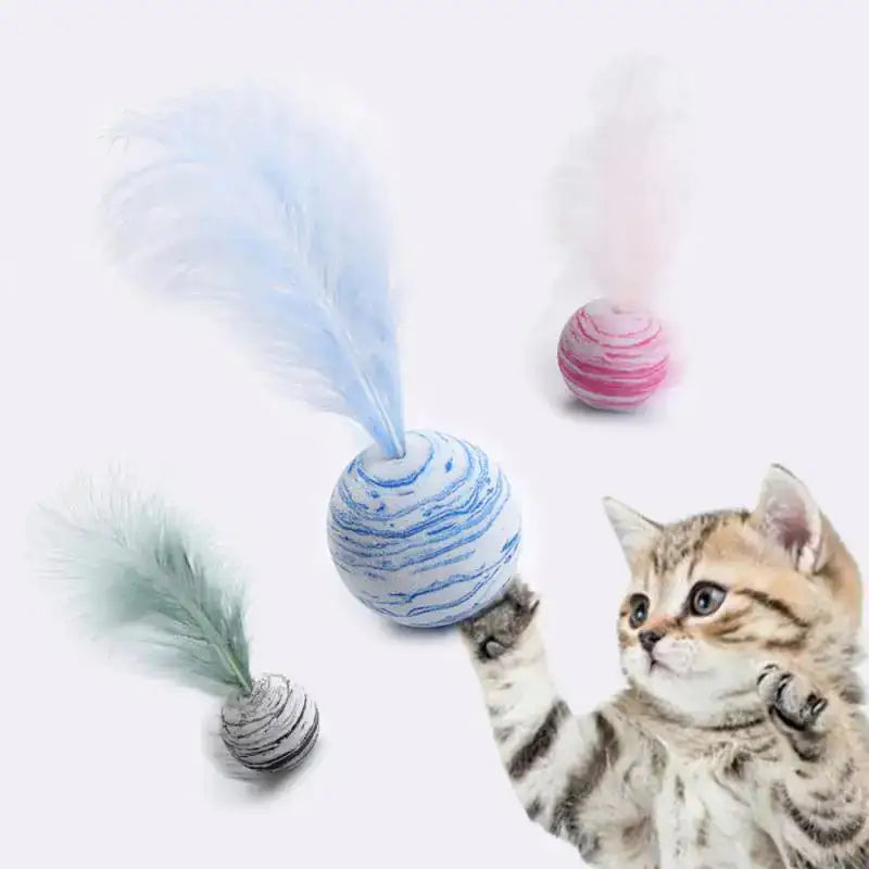 Jouet pour Chat Boule de Plumes Source Ultime de Joie --  Cat Toy Feather Ball